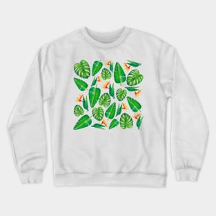 Tropical plants pattern handpainted watercolor design Crewneck Sweatshirt